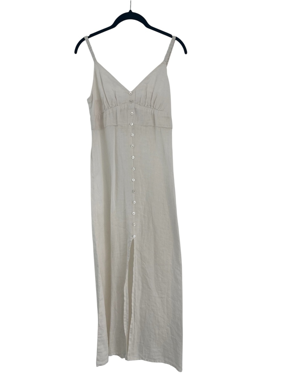 NWT Velvet by Graham & Spencer Cream Linen Button-Front Midi Dress